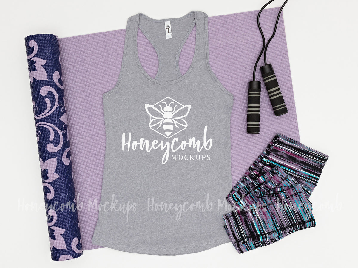 Next Level 1533 Womens Ideal Racerback Tank | Heather Grey | Workout | SKU1193