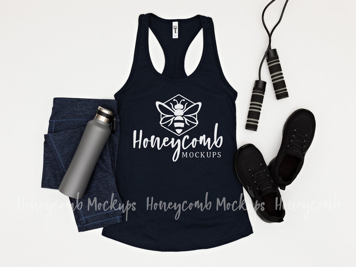 Next Level 1533 Womens Ideal Racerback Tank | Midnight Navy | Workout | SKU1197