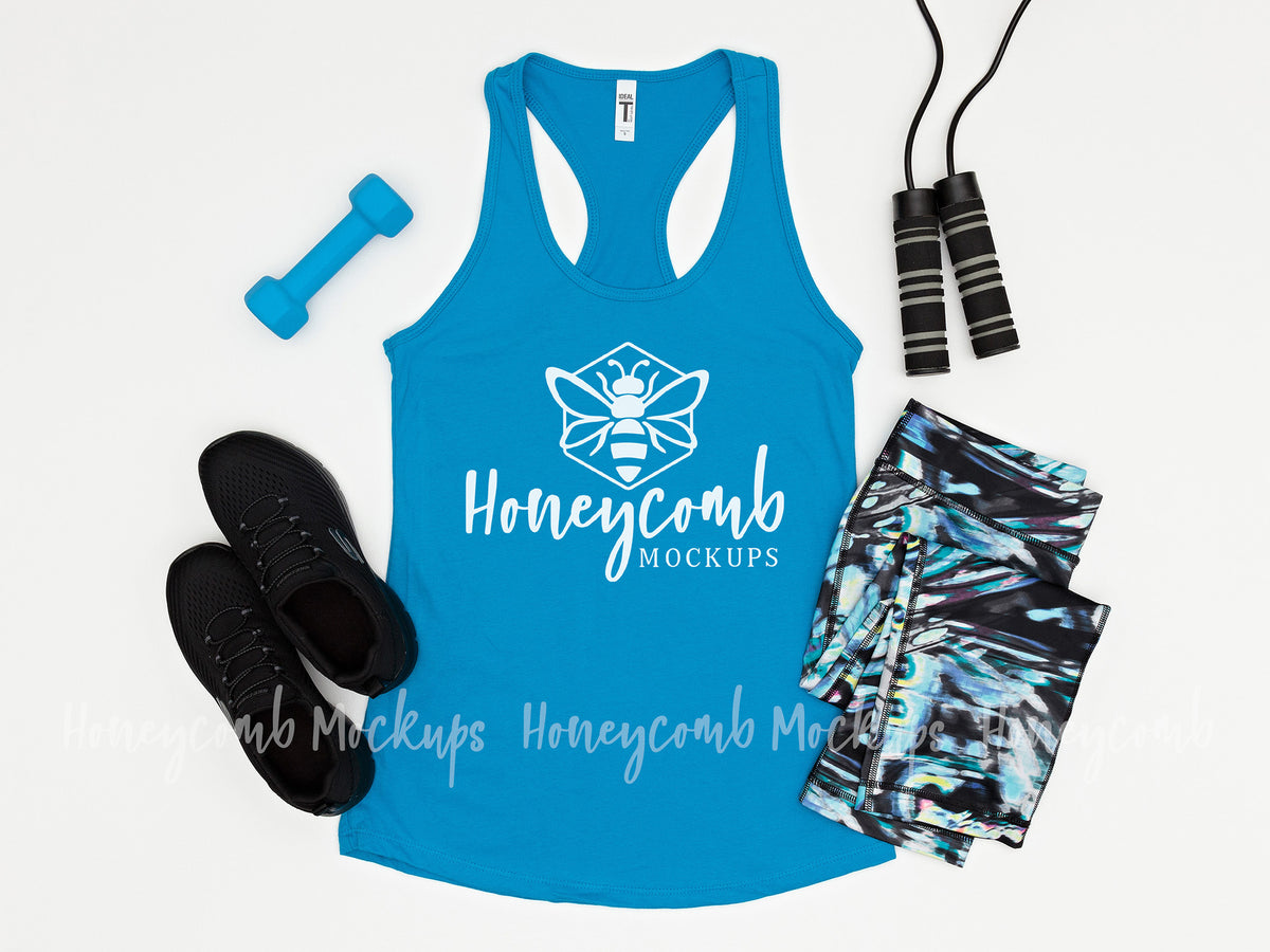 Next Level 1533 Womens Ideal Racerback Tank | Turquoise | Workout | SKU1203