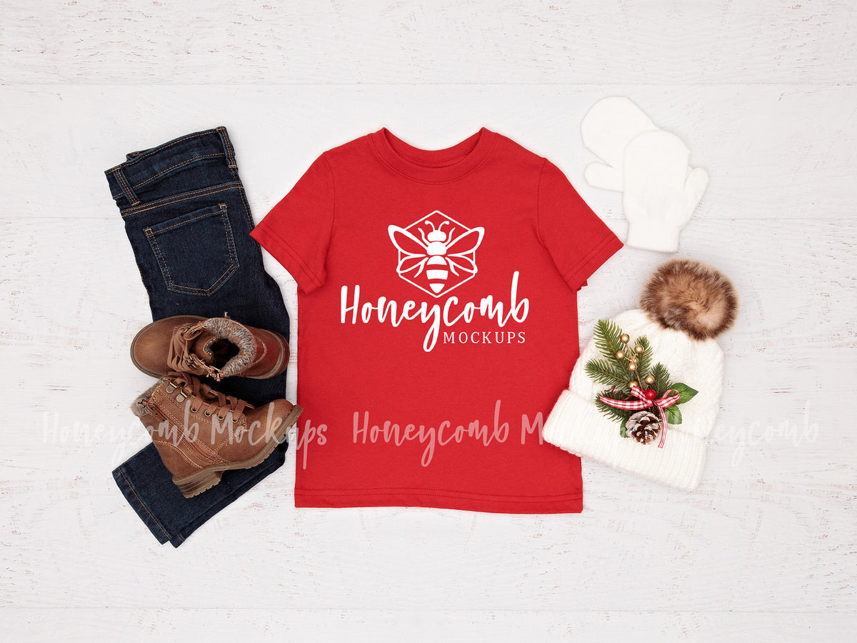 Rabbit Skins 3321 T-Shirt | Red | Christmas | Toddler Girl | SKU1715