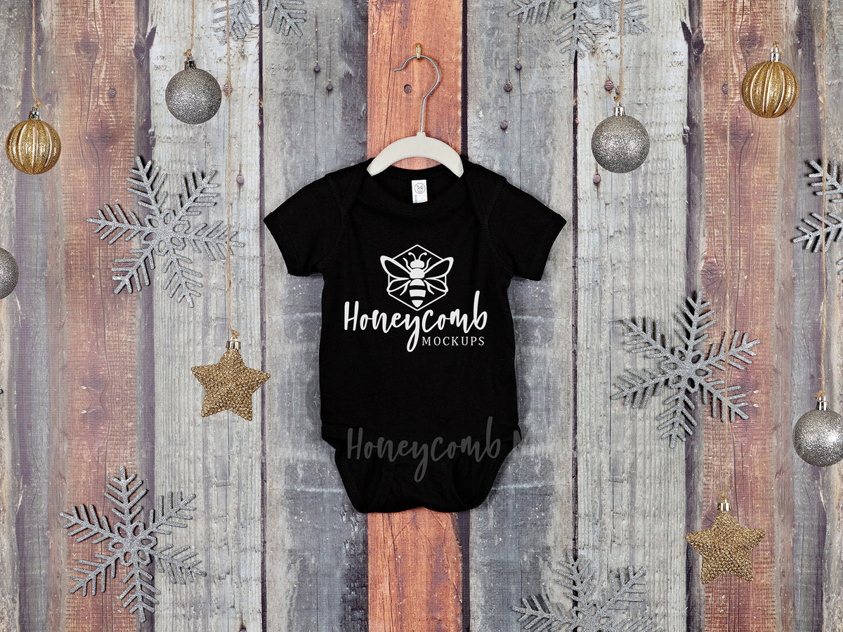Rabbit Skins 4400 Bodysuit  | Black | Christmas | Hanging | SKU2196