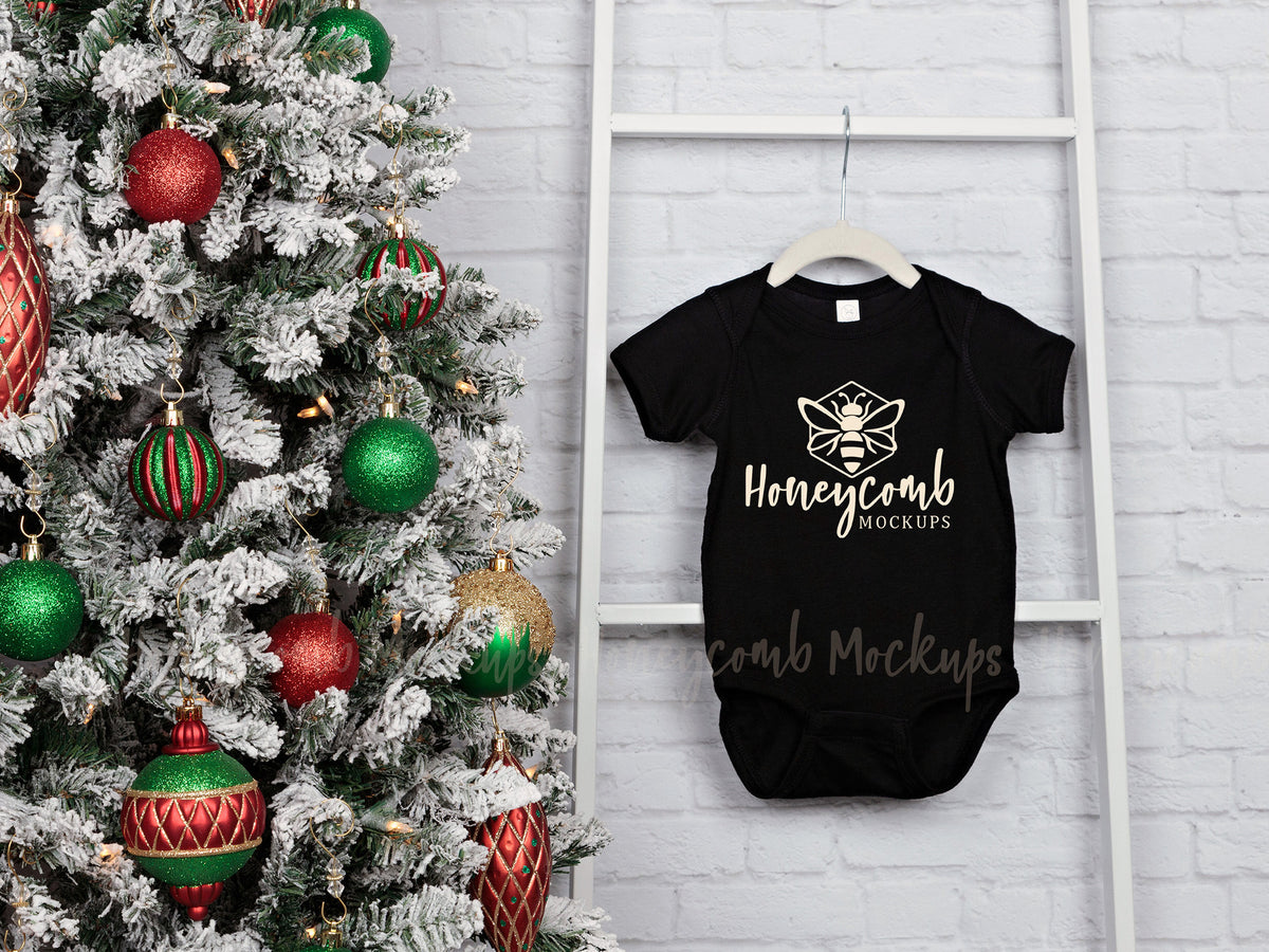 Rabbit Skins 4400 Bodysuit | Black | Christmas | SKU1901