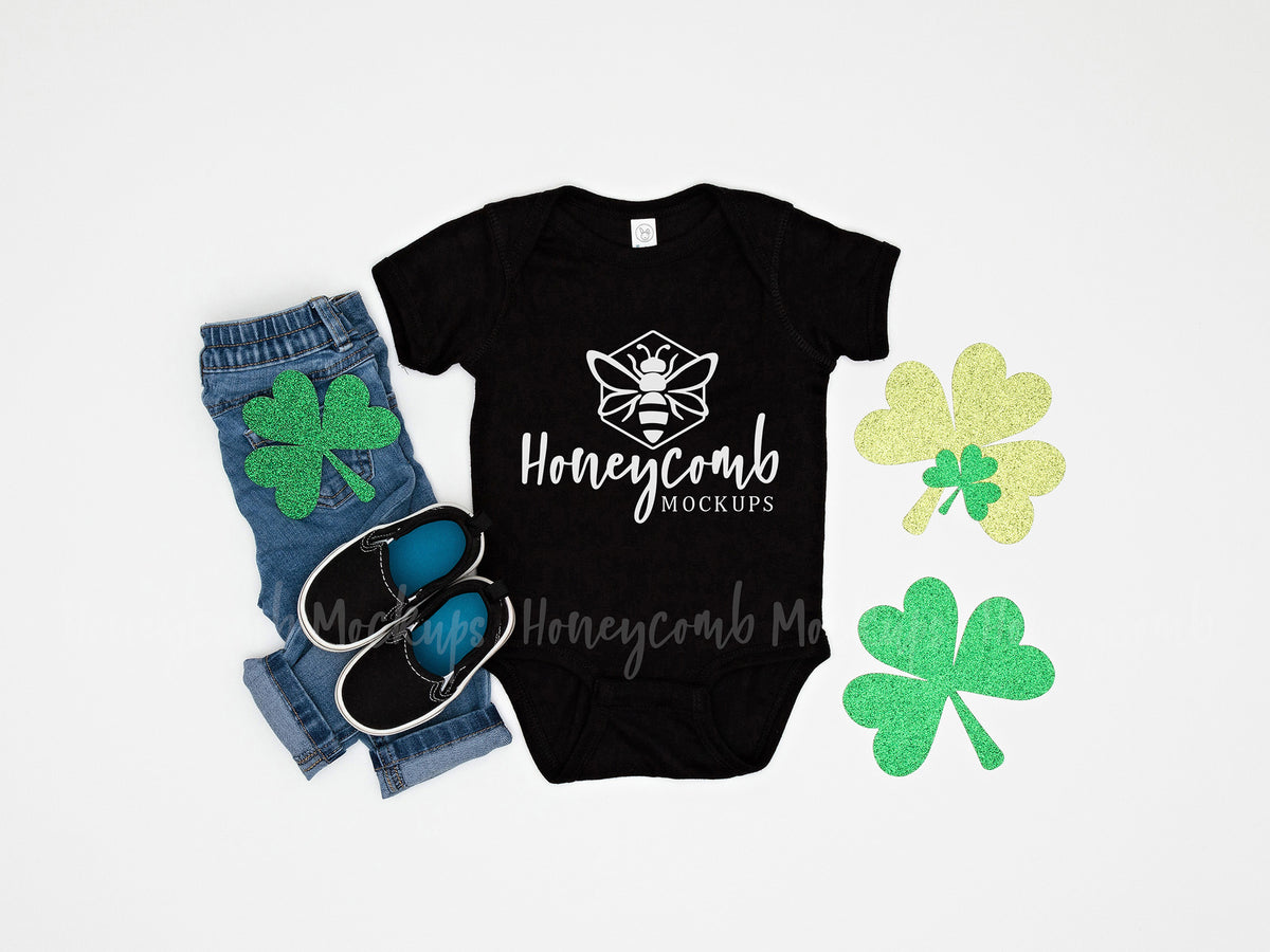 Rabbit Skins 4400 Bodysuit | Black | St Patricks Day | SKU2127