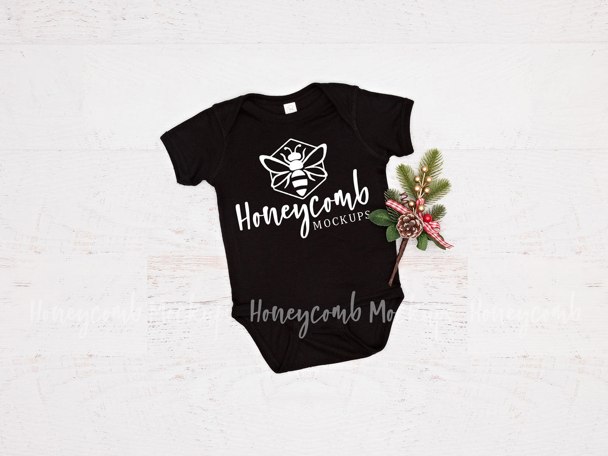 Rabbit Skins 4400 Bodysuit | Black | Christmas | SKU1739