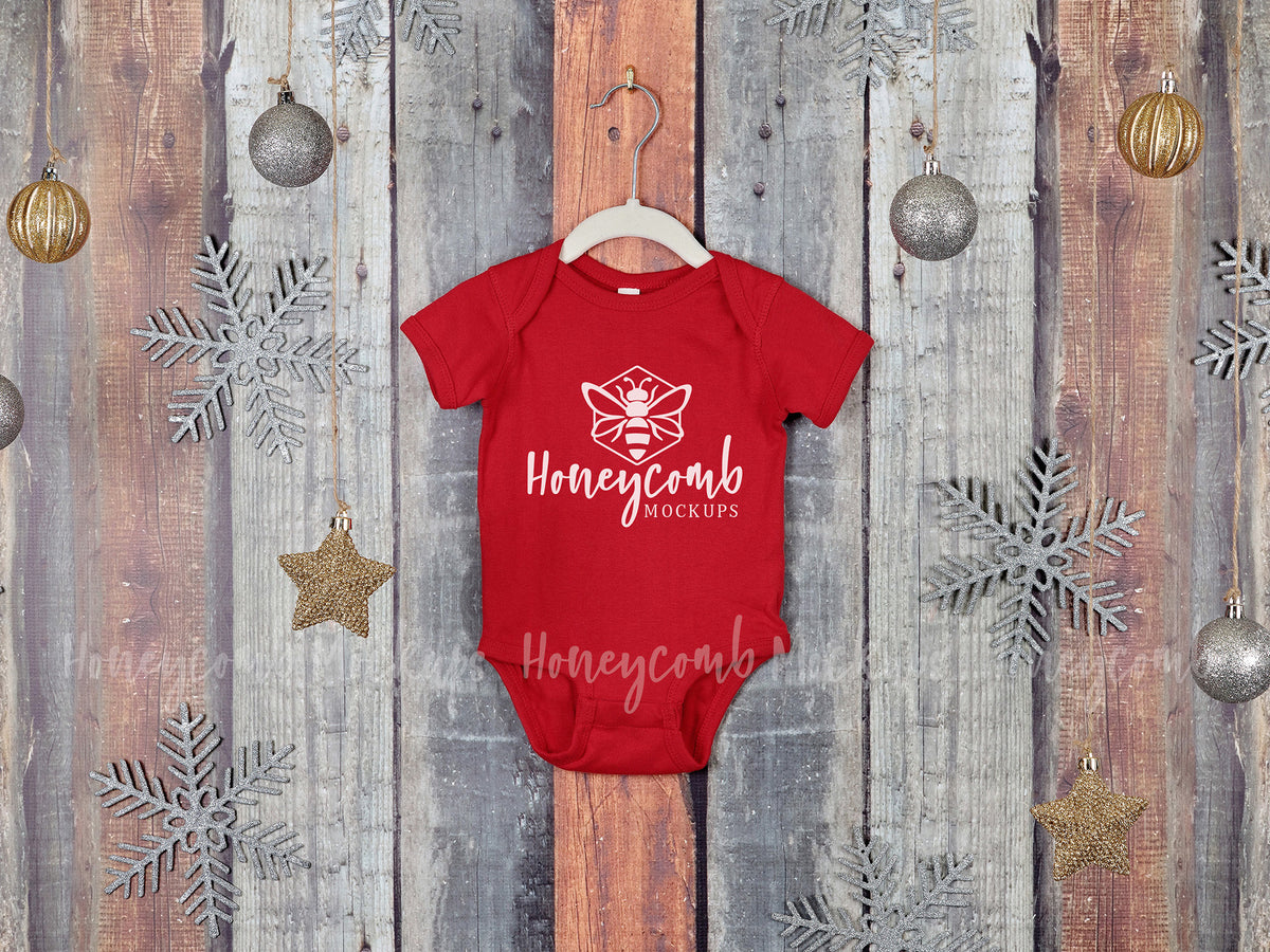 Rabbit Skins 4400 Bodysuit  | Red | Christmas | Hanging | SKU2199
