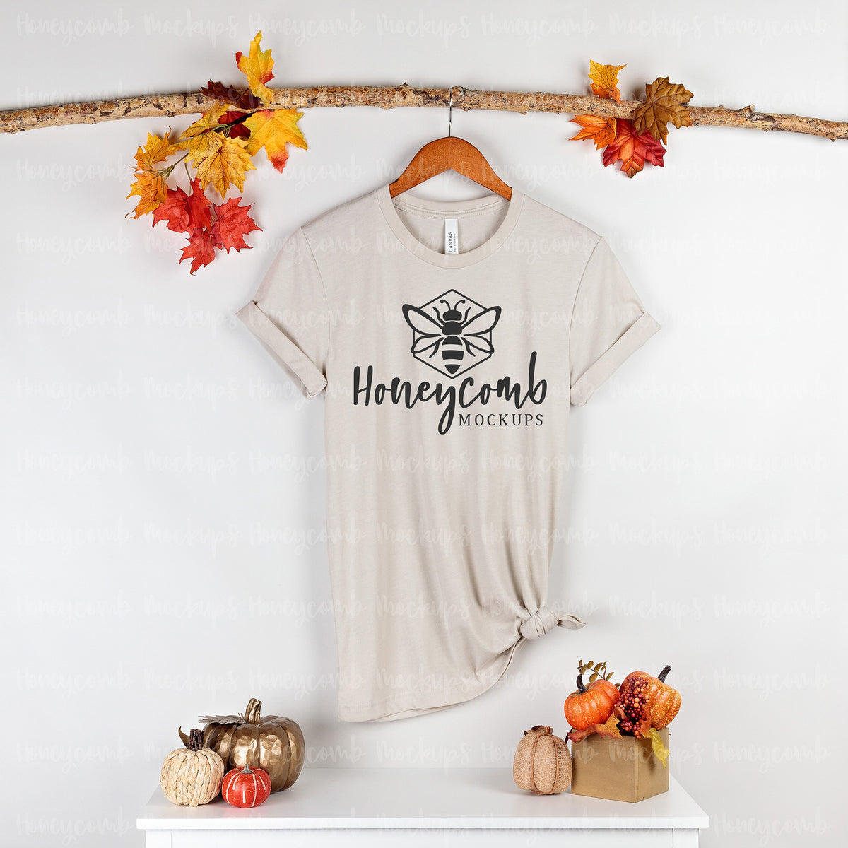 Bella Canvas 3001 T-Shirt | Heather Dust | Fall | Hanging | SKU1476