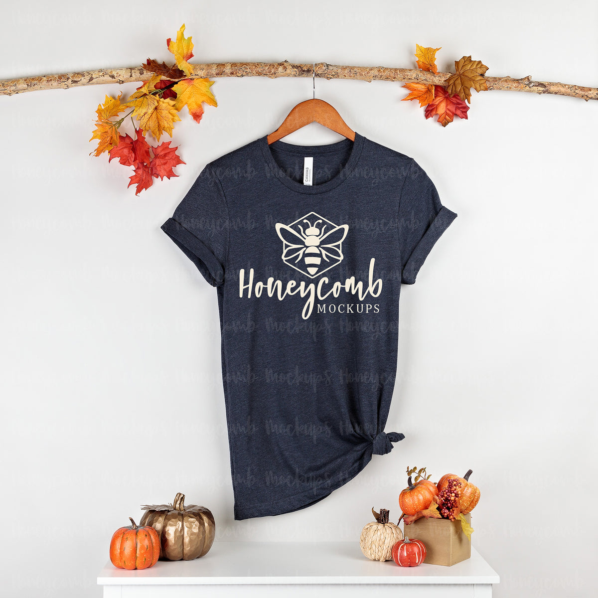Bella Canvas 3001 T-Shirt | Heather Midnight Navy | Fall | Hanging | SKU1480