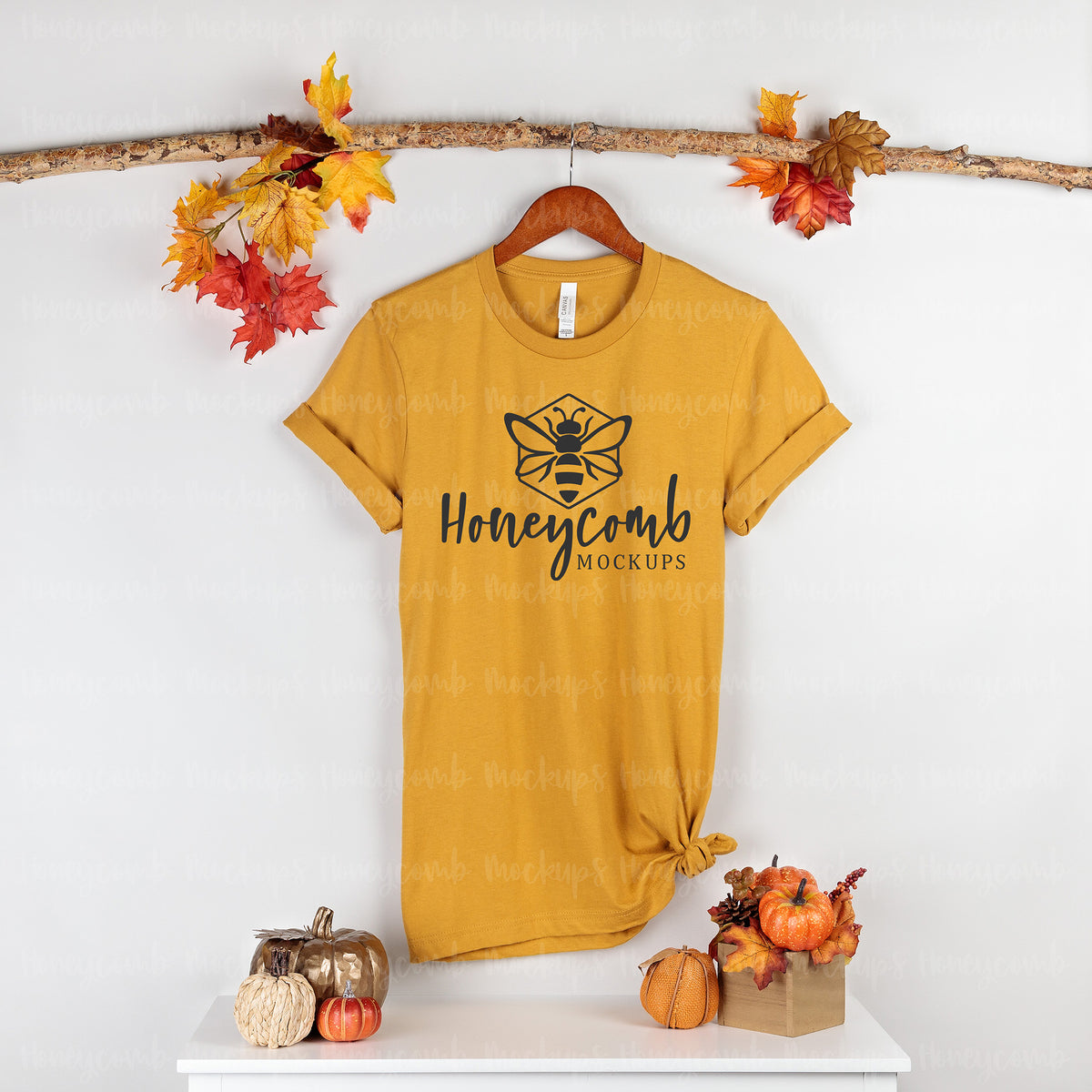 Bella Canvas 3001 T-Shirt | Mustard | Fall | Hanging | SKU1481