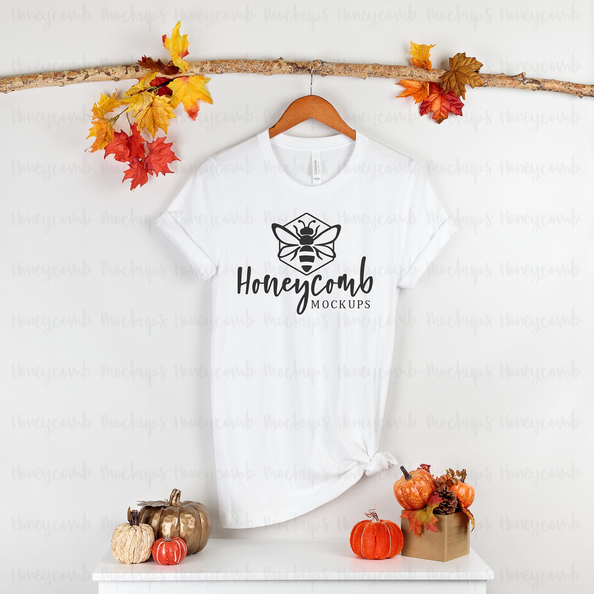 Bella Canvas 3001 T-Shirt | White | Fall | Hanging | SKU1485