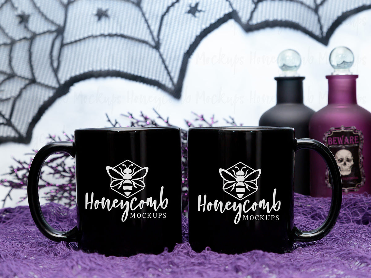 Two 11 Ounce Mugs | Black | Halloween | SKU2546