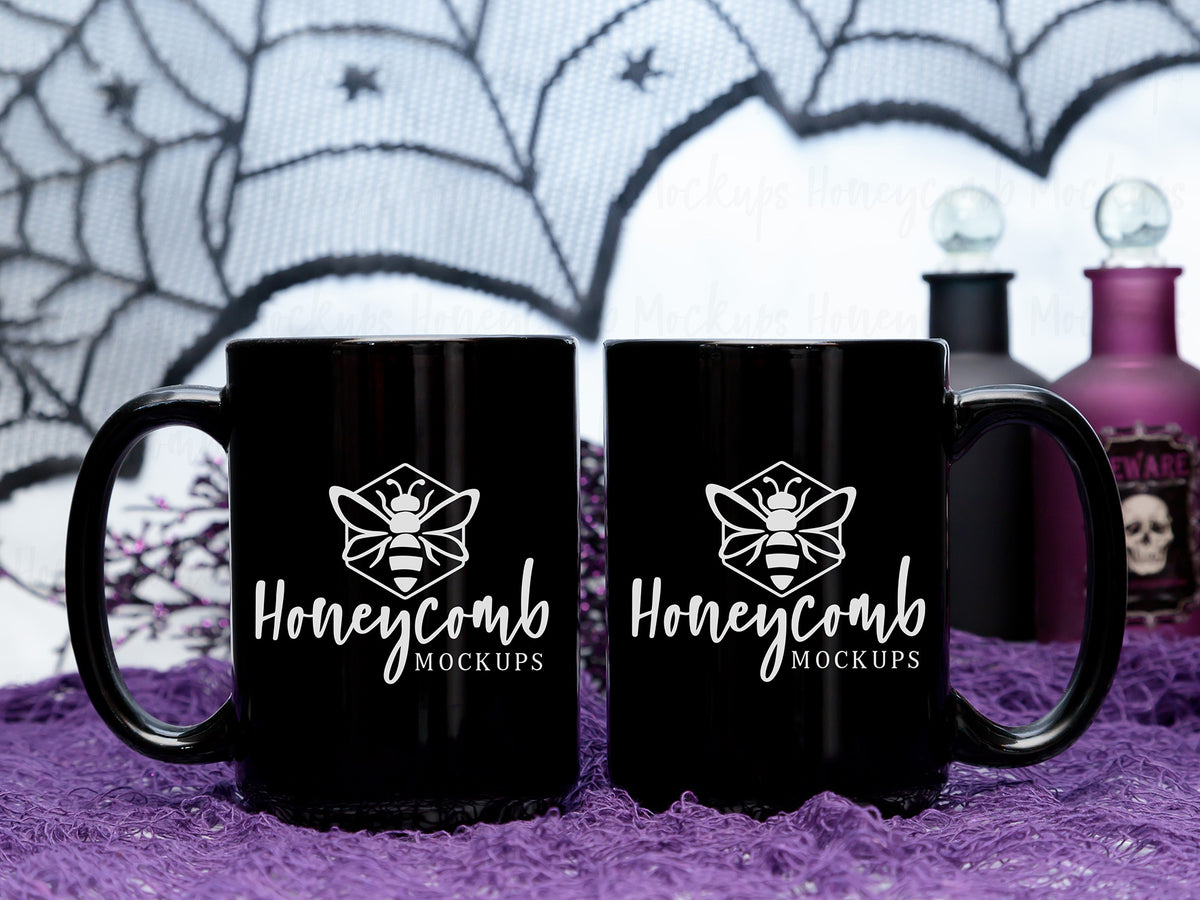Two 15 Ounce Mugs | Black | Halloween | SKU2548