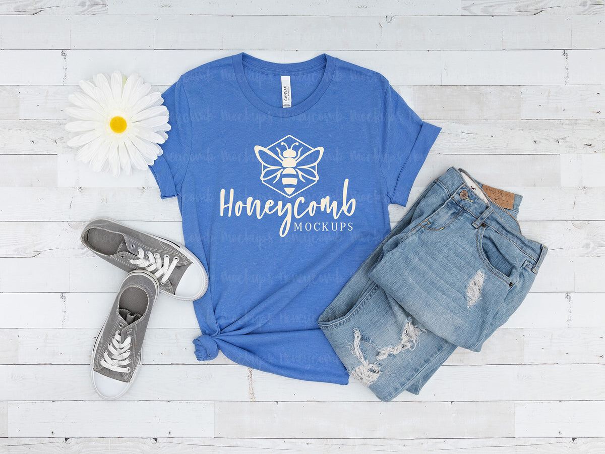 Bella Canvas 3001 T-Shirt | Heather Columbia Blue | SKU1563