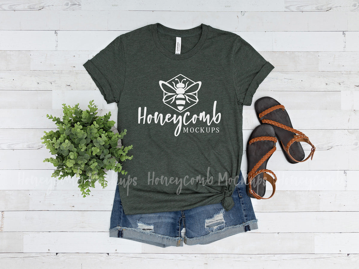 Bella Canvas 3001 T-Shirt | Heather Forest | SKU1566