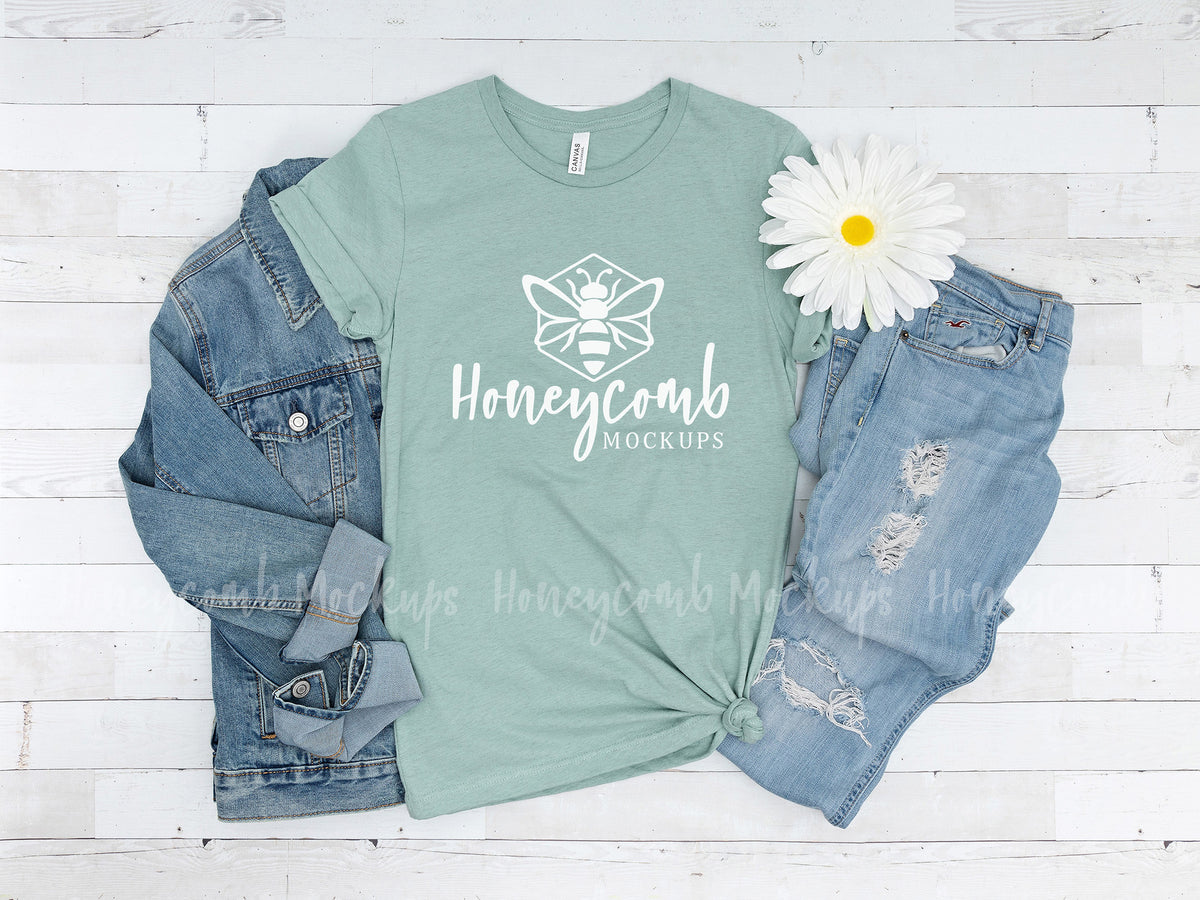 Bella Canvas 3001 T-Shirt | Heather Prism Dusty Blue | SKU1573