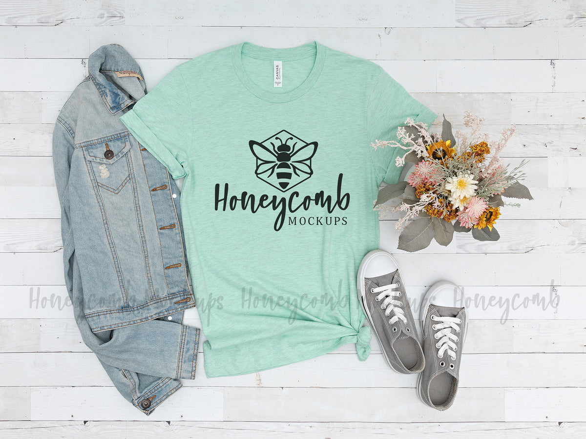 Bella Canvas 3001 T-Shirt | Heather Prism Mint | SKU1575