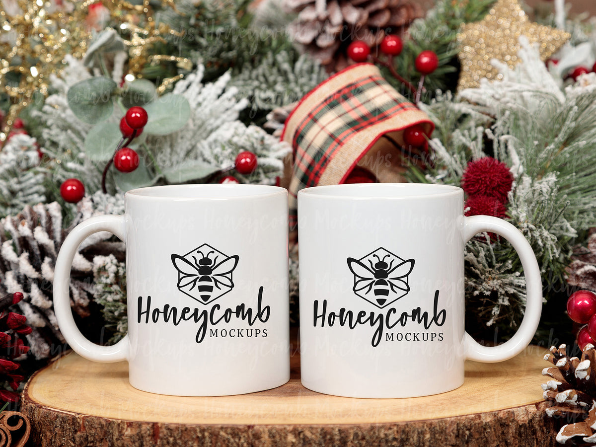 Two 11 Ounce Mugs | White | Christmas | SKU2601